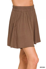 Hazel Blues® | Zenana Woven Elastic Band Shorts With Pocket