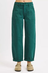 Hazel Blues® | RISEN High Rise Ankle Cuffed Barrel Pants