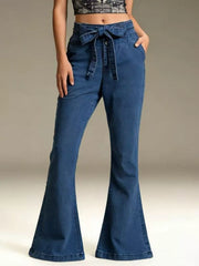 Hazel Blues® | Bow-Tie High-Waisted Flare Jeans