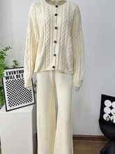 Hazel Blues® | Cable Knit Cardigan & Wide Leg Pants Sweater Set