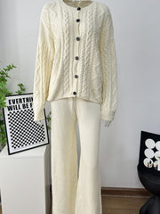 Hazel Blues® | Cable Knit Cardigan & Wide Leg Pants Sweater Set