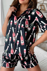 Hazel Blues® | Champagne Print Short Sleeve Top and Shorts Set