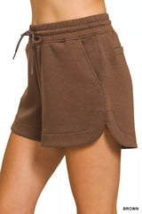 Hazel Blues® | Zenana Scuba Elastic Waistband Shorts With Pocket