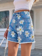 Hazel Blues® | Daisy Frayed Hem Denim Shorts