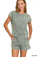 Hazel Blues® | Zenana Premium Cotton Washed Sleeveless Top & Shorts Set