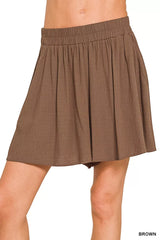 Hazel Blues® | Zenana Woven Elastic Band Shorts With Pocket