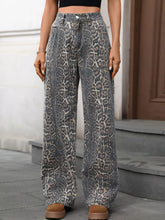 Hazel Blues® | Leopard Wide Leg High Waist Jeans