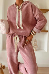 Hazel Blues® | Lace Detail Dropped Shoulder Hoodie and Pants Set