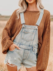 Hazel Blues® | Distressed Denim Overalls Shorts