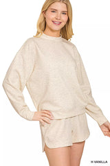 Hazel Blues® | Zenana Scuba Long Sleeve Sweatshirt and Shorts Set