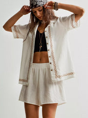 Hazel Blues® | Button Up Short Sleeve Shirt and Shorts Set