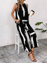 Hazel Blues® | Abstract Print Sleeveless Top & Wide Leg Pants Set