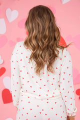 Hazel Blues® | Hearts Printed Long Sleeve Top Drawstring Pants Lounge Set