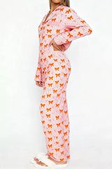Hazel Blues® | Bow Print Top and Wide Leg Pants Lounge Set
