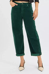 Hazel Blues® | RISEN High Rise Crop Barrel Cordurory Pants