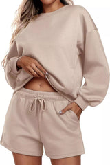 Hazel Blues® | Round Neck Sweatshirt and Shorts Set