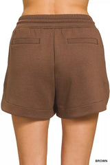 Hazel Blues® | Zenana Scuba Elastic Waistband Shorts With Pocket