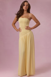 Jersey Strapless Gown in Butter Yellow