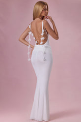 Jersey Draped Gown in White