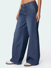 Hazel Blues® | Striped Wide Leg Jeans