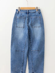 Hazel Blues® | Seam Detail Loose Fit Cropped Jeans