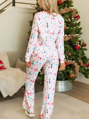 Hazel Blues® | Christmas Pattern Long Sleeve Top and Wide Leg Pants Set