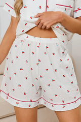 Hazel Blues® | Cheery Print Collared Neck Top and Shorts Lounge Set