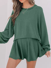 Hazel Blues® | Corded Lantern Sleeve Top and High Waist Mini Skirt Set