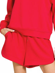 Hazel Blues® | Zenana Scuba Long Sleeve Sweatshirt and Shorts Set