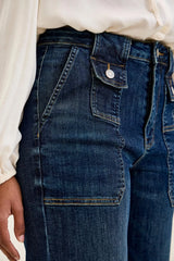 Hazel Blues® | Judy Blue High Waist Wide Crop Utility Jeans with Patch Pocket