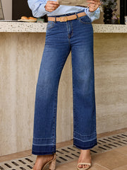Hazel Blues® | Raw Hem Unique Cuffs Straight High Rise Loose Jeans