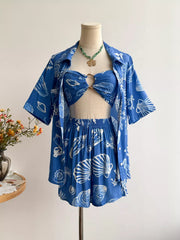 Hazel Blues® | Seashell Print 3-Piece Summer Set