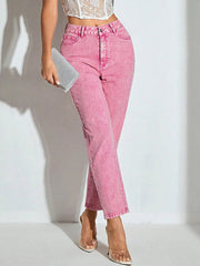 Hazel Blues® | High-Waisted Wash Straight Leg Jeans