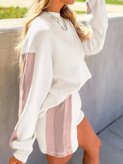 Hazel Blues® | Color Block Patchwork Drop Shoulder Pullover and Shorts Set