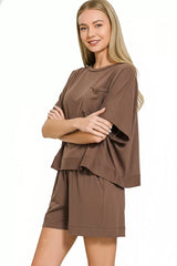 Hazel Blues® | Zenana Exposed Seam Boxy Top & Shorts Set