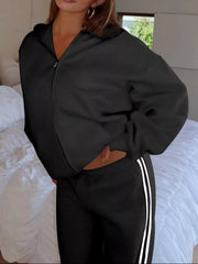 Hazel Blues® | Zip Up Hoodie and Striped Pants Set