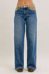 Hazel Blues® | Judy Blue MR Column Straight Jeans with Corduroy Waist