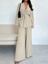 Hazel Blues® | Front Tied Shirt and Wide-Leg Pants Set