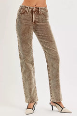 Hazel Blues® | RISEN Tummy Control Mid Rise Straight Leg Corduroy Pants