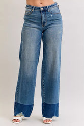Hazel Blues® | Judy Blue Raw Hem High Waist Column Straight Jeans
