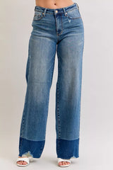 Hazel Blues® | Judy Blue Raw Hem High Waist Column Straight Jeans