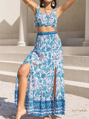Hazel Blues® | Square Neck Wide Strap Top and Skirt Set