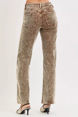 Hazel Blues® | RISEN Tummy Control Mid Rise Straight Leg Corduroy Pants