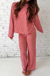 Hazel Blues® | Striped Round Neck Top and Pants Set