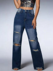 Hazel Blues® | Distressed Wide Leg Jeans