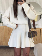 Hazel Blues® | Turtleneck Dropped Shoulder Sweater and Skirt Set