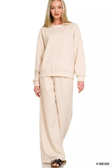 Hazel Blues® | Zenana Scuba Crewneck Pullover and Pants Set