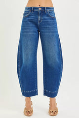 Hazel Blues® | RISEN Mid Rise Crop Barrel Jeans