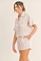 Hazel Blues® | MABLE Polka Dot Collar Crop Top and Short Lounge Set