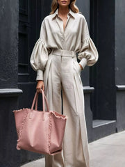 Hazel Blues® | Lantern Sleeve Shirt and Wide Leg Pants Set